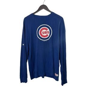Stitches Chicago Cubs Waffle Print Crewneck Long Sleeve Shirt Men's XL